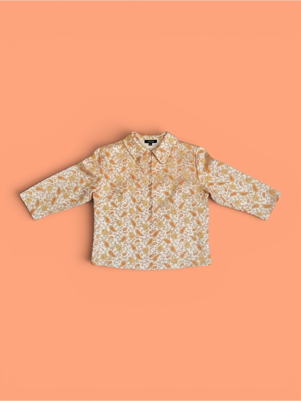 Long-Sleeve Paisley Shirt in Peach